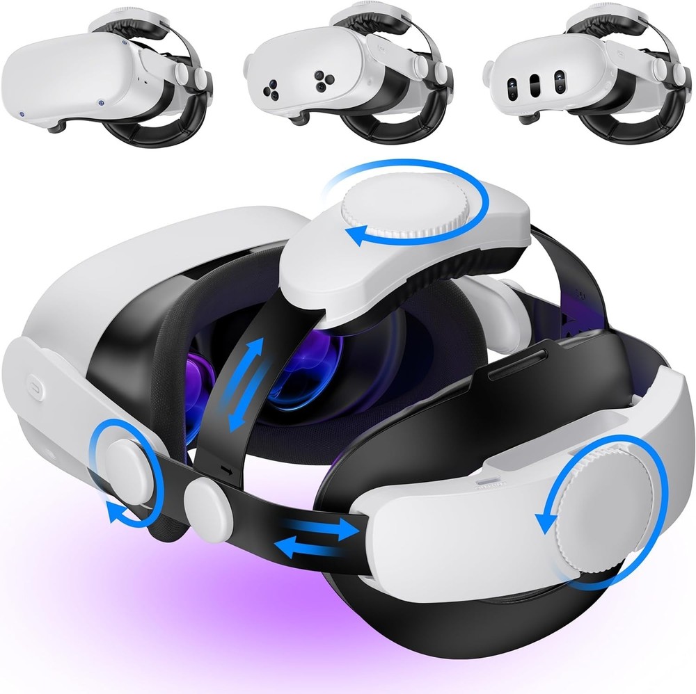Enhanced Support Adjustable Head Strap for Oculus Quest 2/3 with Dual Pads