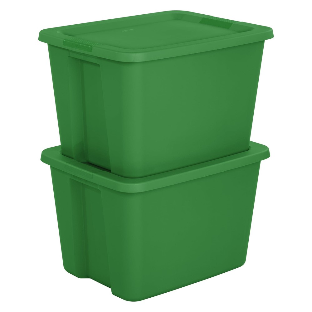 Sterilite Large Storage Bin, 18 Gallon Plastic Storage Container Green 8 Pack
