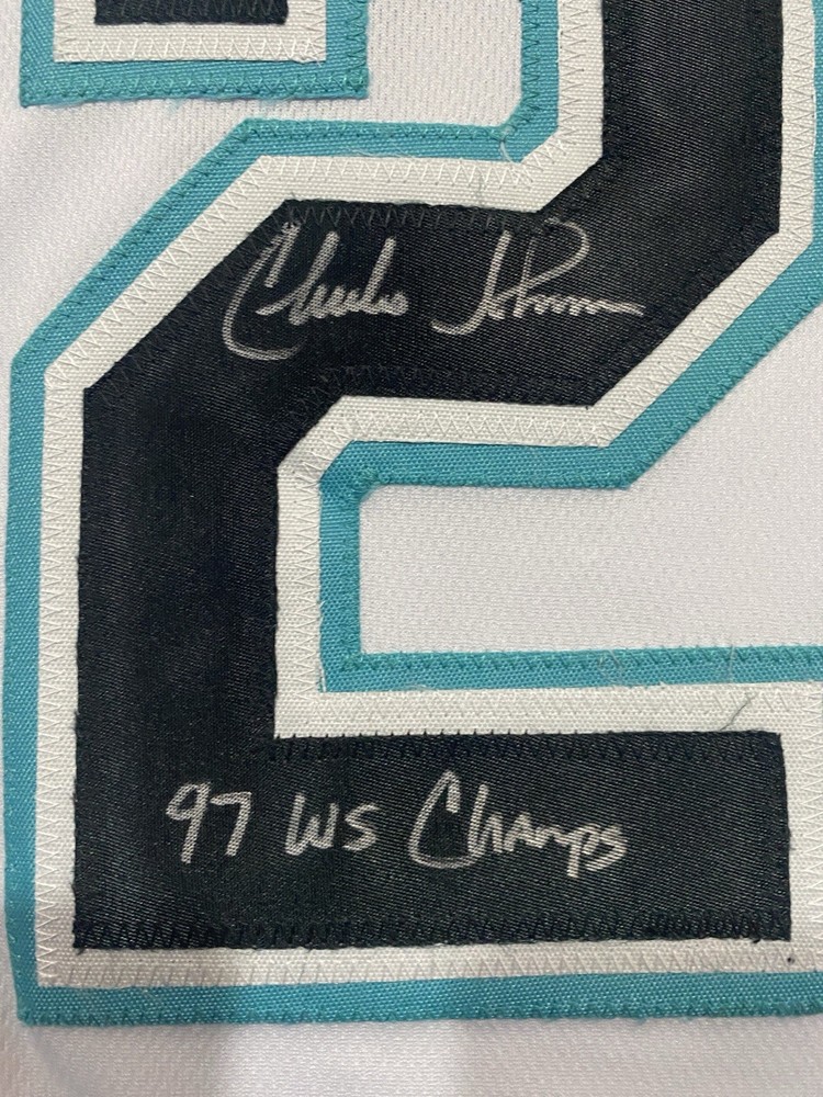 Charles Johnson Signed Custom Florida Marlins Jersey (JSA COA)
