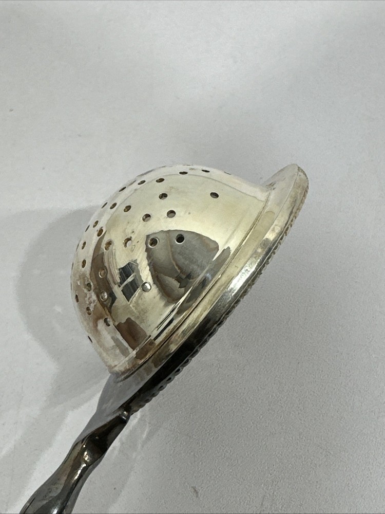 Vintage Antique Brass Tea Strainer with Wood Handle England