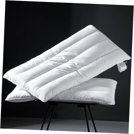 Luxury Thin Flat Goose Feather Down Pillows 18" x 30" - 2 Packs Solid White