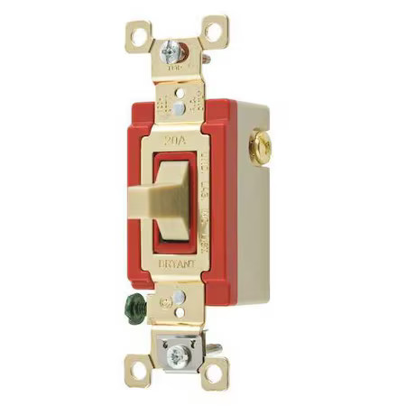 Bryant 4921I Wall Switch, 20A, Ivory, 1-Pole Type, Toggle