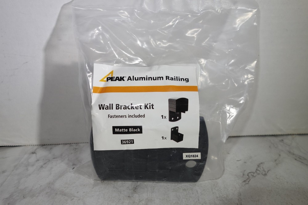 Peak Aluminum Deck Railing Wall Mount Bracket Kit Matte Black 36921
