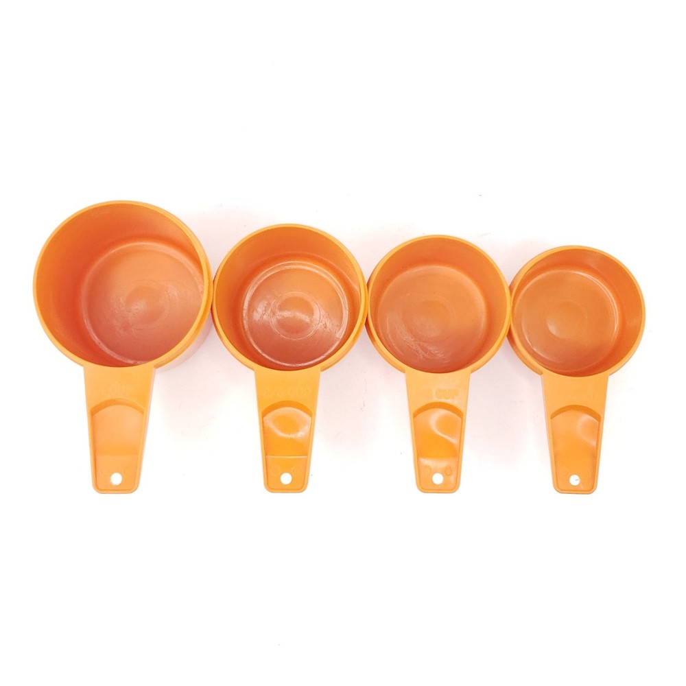 Vintage Tupperware Plastic Measuring Cups Nesting Baking Cook Retro Orange READ