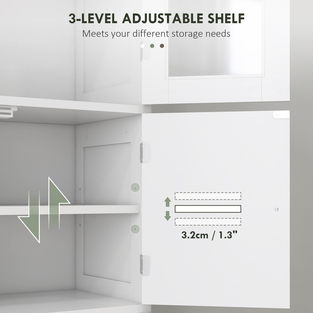 Tall Bathroom Storage Cabinet with 6 Doors, Adjustable Shelf