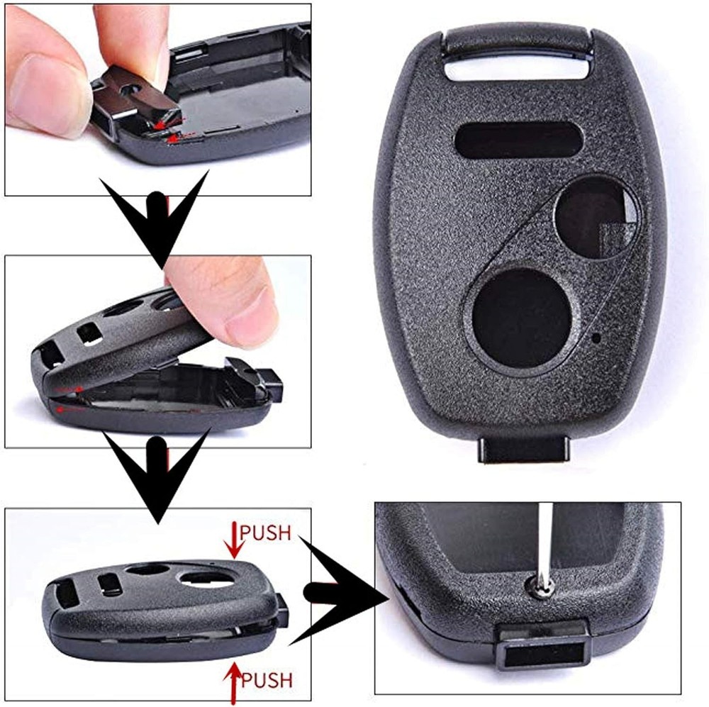 Binowen Replacement For 3 Buttons Keyless Entry Remote Honda Key Fob Shell With