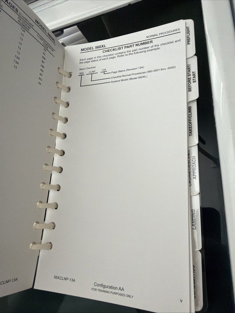 Cessna Citation Excel 560XL Pilot's Normal Procedures Checklist
