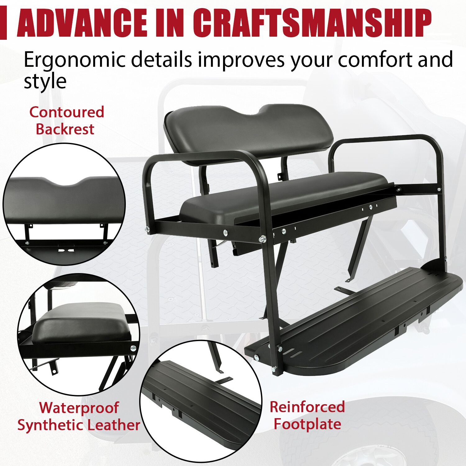 Golf Cart Flip Folding Rear Back Seat Kit For Yamaha Drive G29 2007-2016