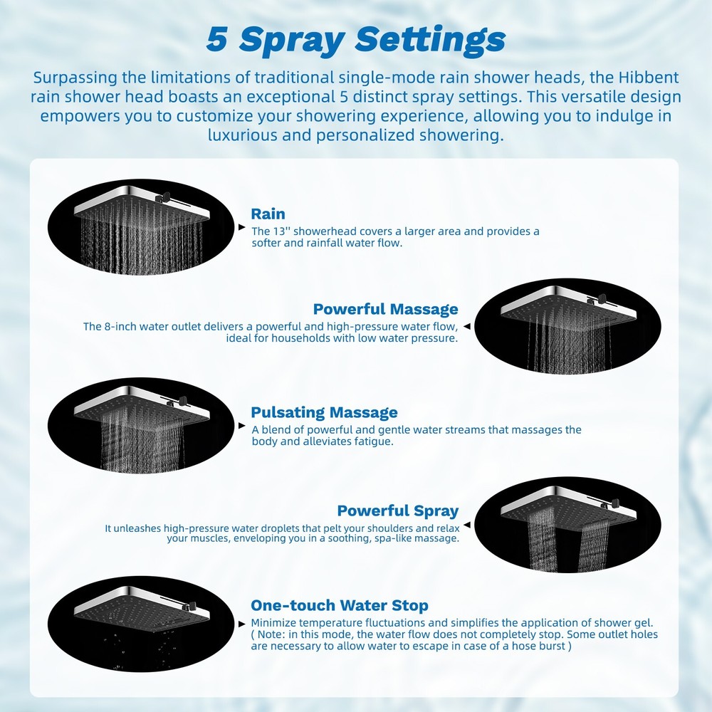 High Pressure Rain Shower Head Combo with Handheld Spray Slide Bar Adjustable
