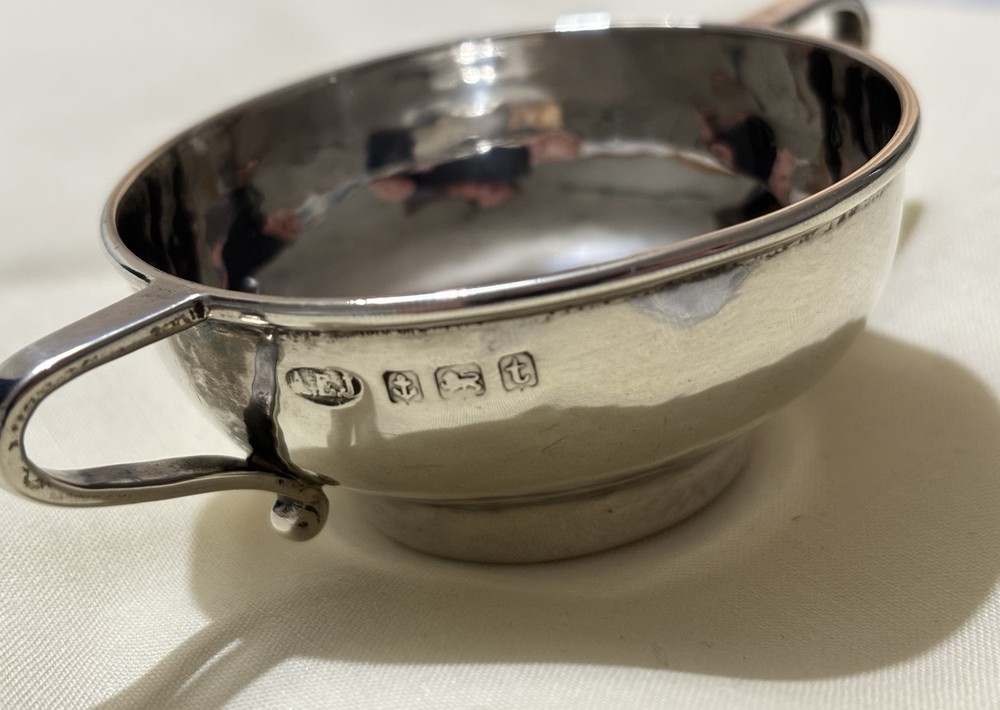 A E Jones Solid Silver Quaich, Two Handled Bowl, Arts And Crafts Movement 1918