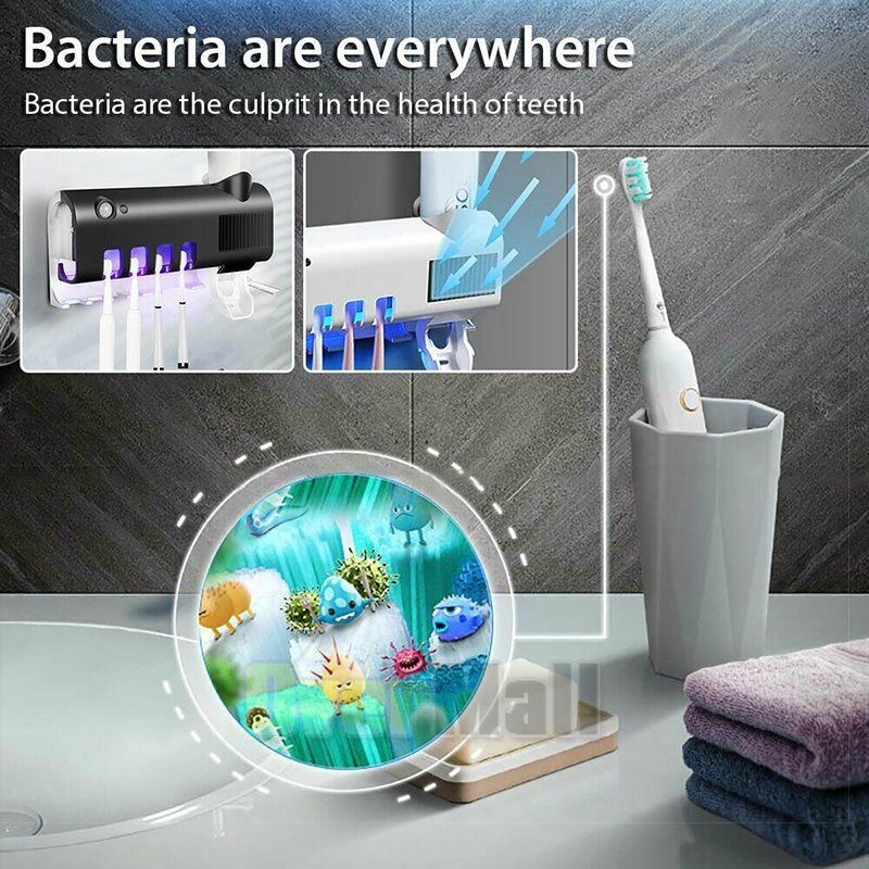Toothbrush Holder Toothpaste Dispenser With Solar Sterilizer HQ