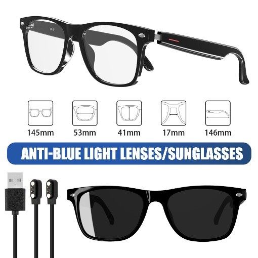 Smart Glasses Polarized Sunglass Audio Mic Speakers Bluetooth Call Remote Camera
