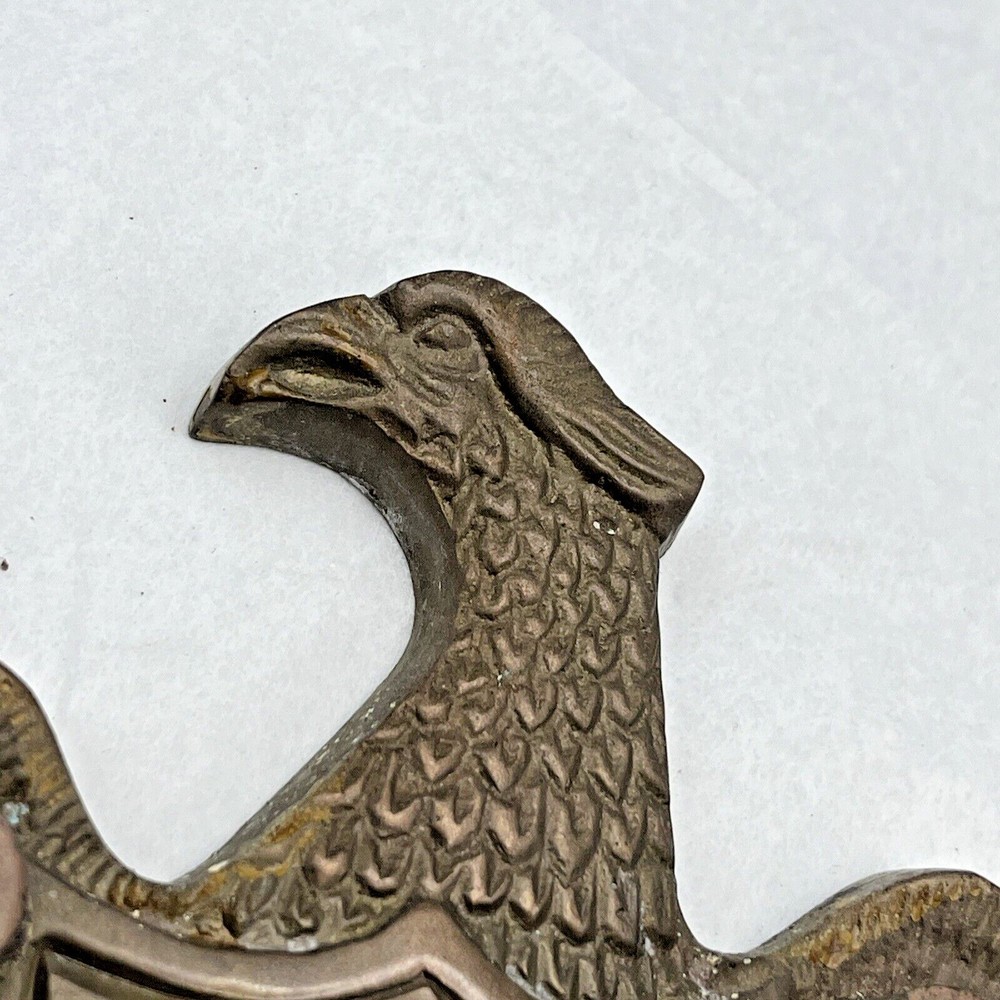 Vintage Solid Brass Door Knocker American Eagle & Shield 6.5" Tall