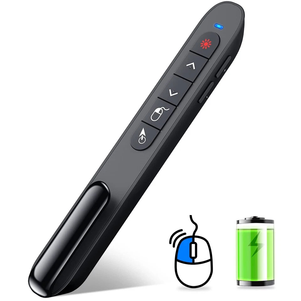 Wireless Presenter Remote with Air Control, Rechargeable USB Presentation Cli...