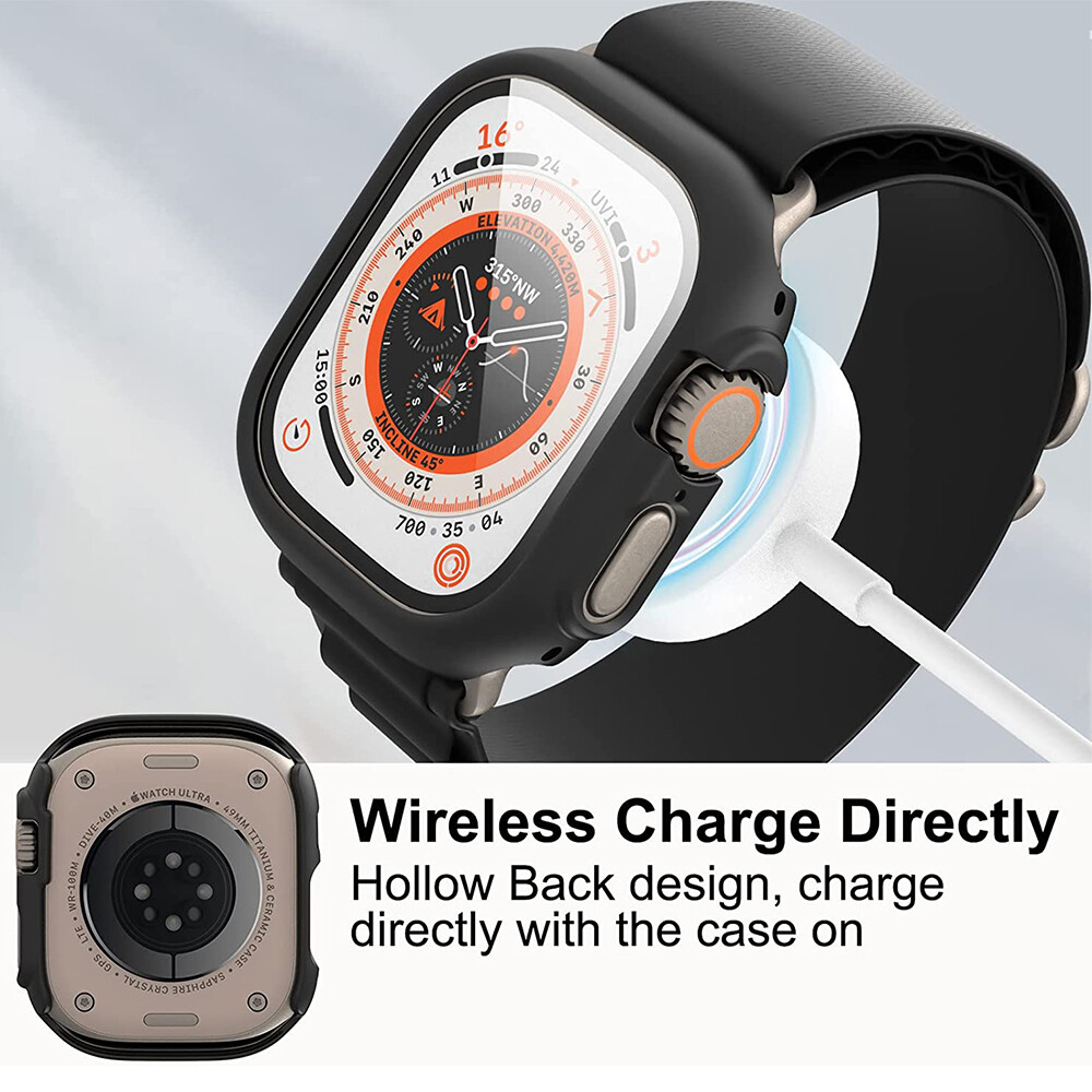 Full Case Cover for Apple Watch Ultra 2 49mm Tempered Glass Screen Protector