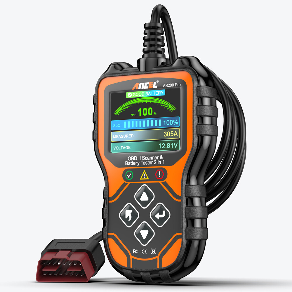 ANCEL AS200 PRO 2 in 1 Engine Check OBD2 Code Reader +24V 12V Car Battery Tester