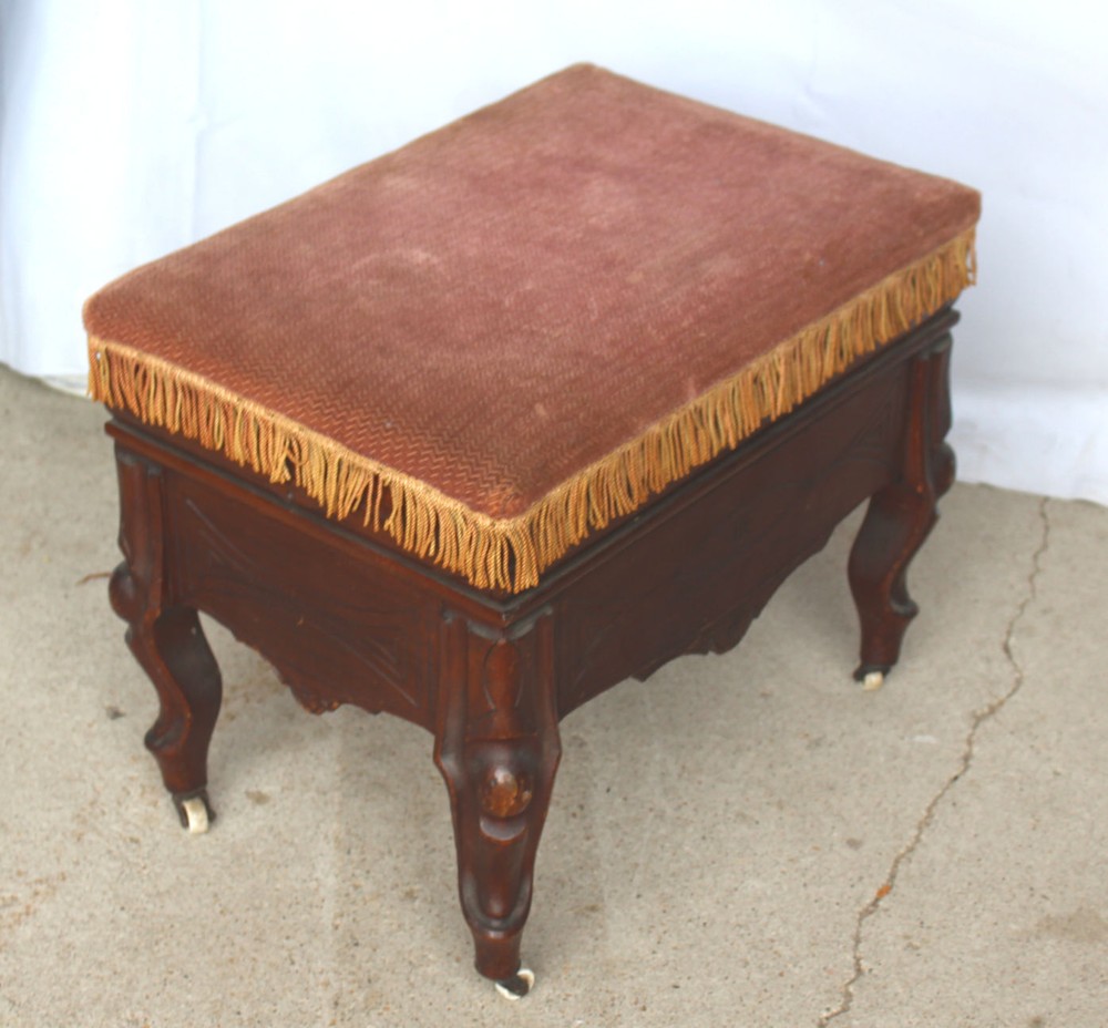 Antique Victorian Walnut Foot Stool – hinged top