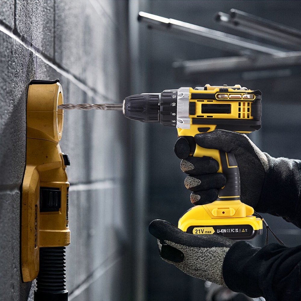 21V Cordless Drill Driver Set 2-Speed Hammer Drill with 2 Battery