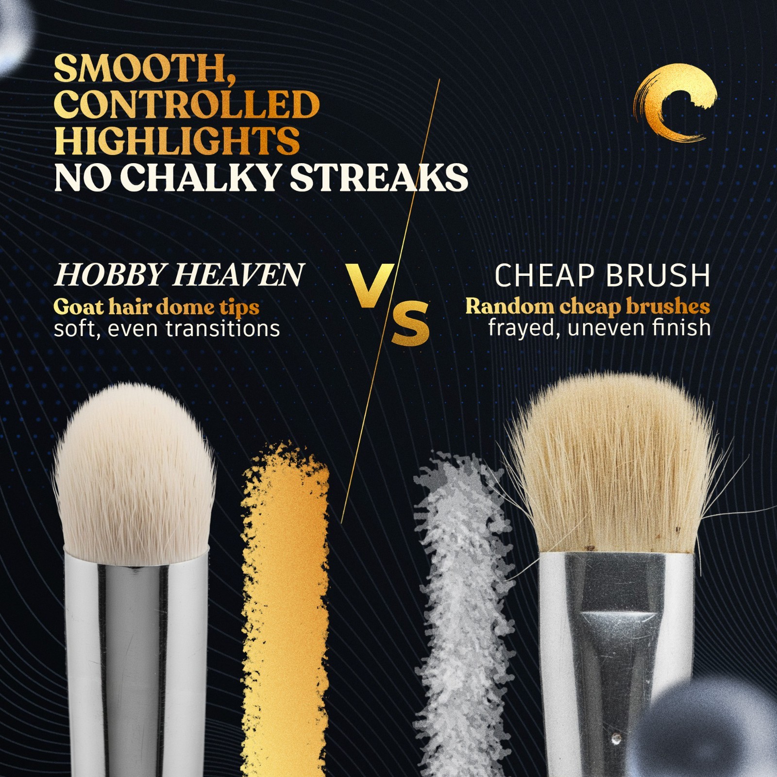 Hobby Heaven 6-Piece Dry Brush Set XS–XXL | Miniature & Model Painting Brushes