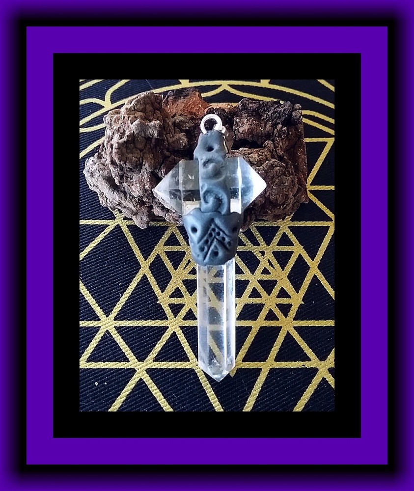 HERKIMER DIAMOND DOWSING PENDULUM With LAVA ROCK, HERKIMER PENDULUM