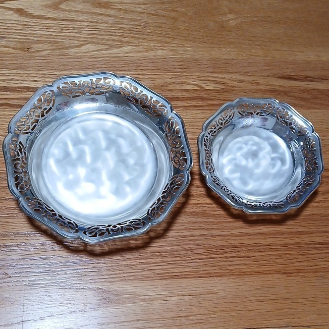 WMF Ikora Silverplate Footed Bowls Set Tarnish Resistant Cutwork Edge.