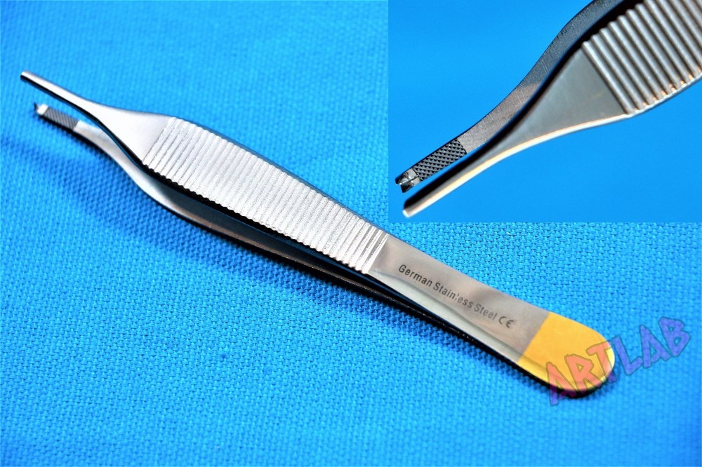 1 PC GERMAN ADSON KOCHER FORCEPS 1X2 TEETH 4.75" WITH TUNGSTEN CARBIDE INSERTS