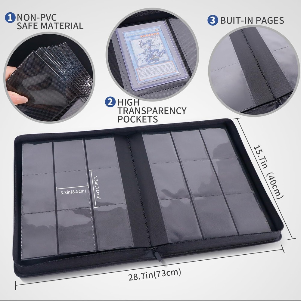 Toploader Binder, Holds 324 Toploaders, 9 Pockets, Top Loader Binder