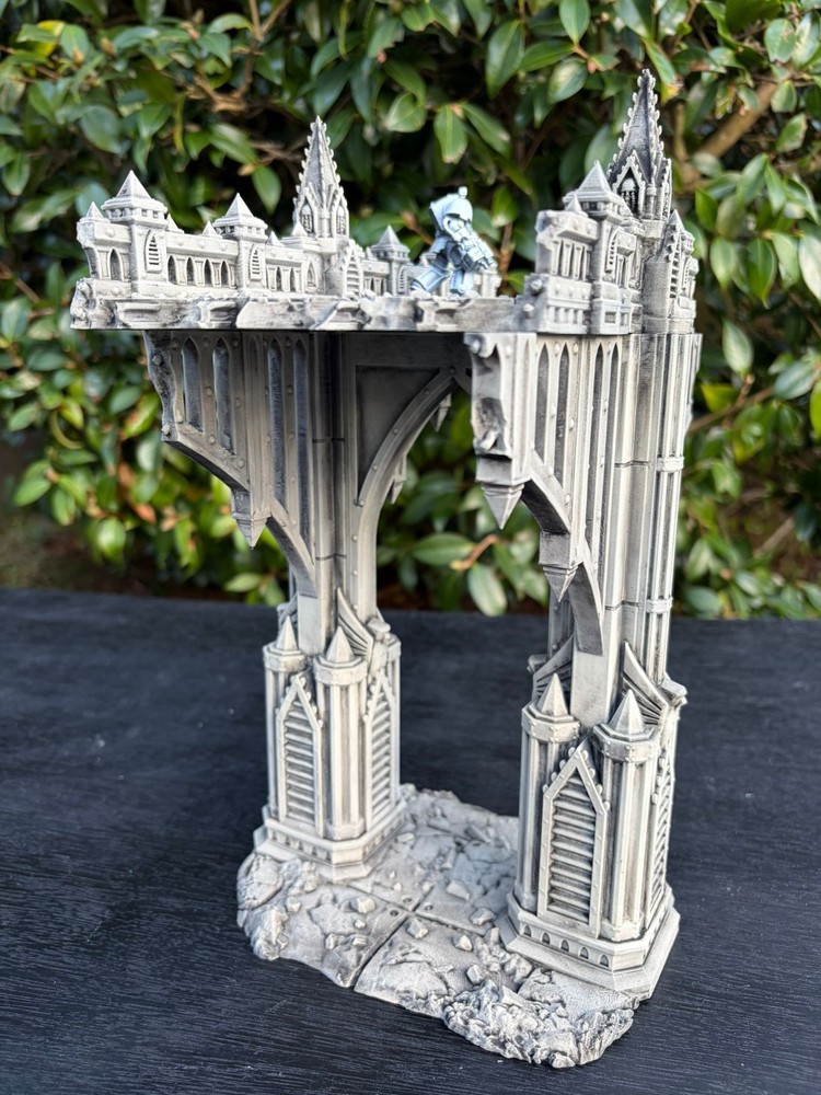 Large Bridge Ruins, Gothic 3D Printed Terrain for Tabletop Wargaming. unpainted