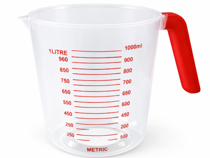2 PACK Clear Plastic 4 Cup Measuring Cup with Red Handle – 32 oz Kitchen Measure