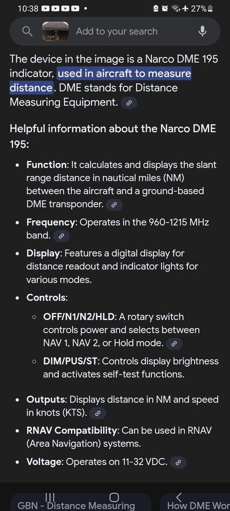 Narco DME 195 Indicator TSO