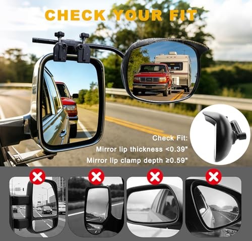 Rainproof Towing Mirrors Extensions, Side View Mirror Extender for Towing with