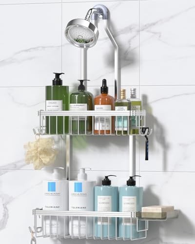 Shower Caddy Hanging, Never Rust Shower Organizer Hanging, Bright Silver