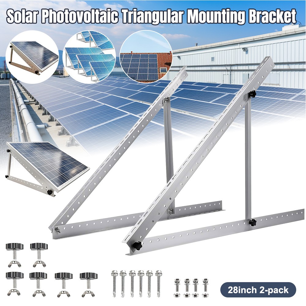 Pair 28in Solar Panel RV Tilt Mount Brackets Roof Flat Surface Adjustable Frame