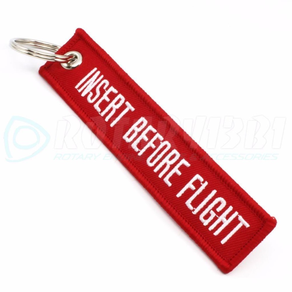 INSERT BEFORE FLIGHT QTY= 1 PC RED/white KEYCHAIN RING TAGS CABIN CREW PILOT