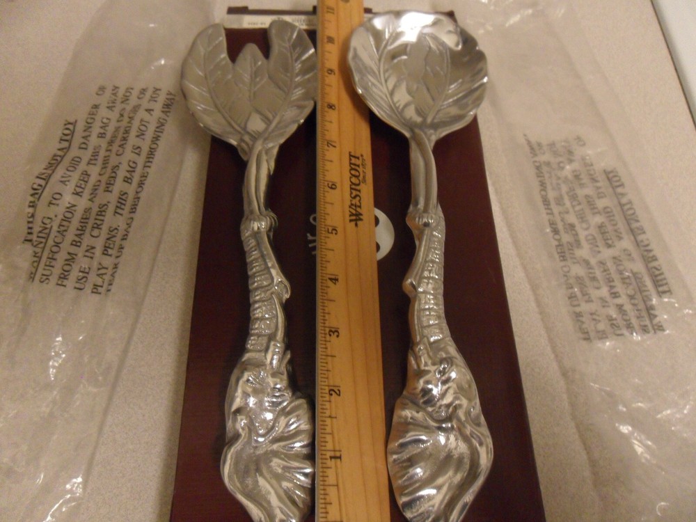 Arthur Court Aluminum Elephant Head Palm Leaf Serving Set