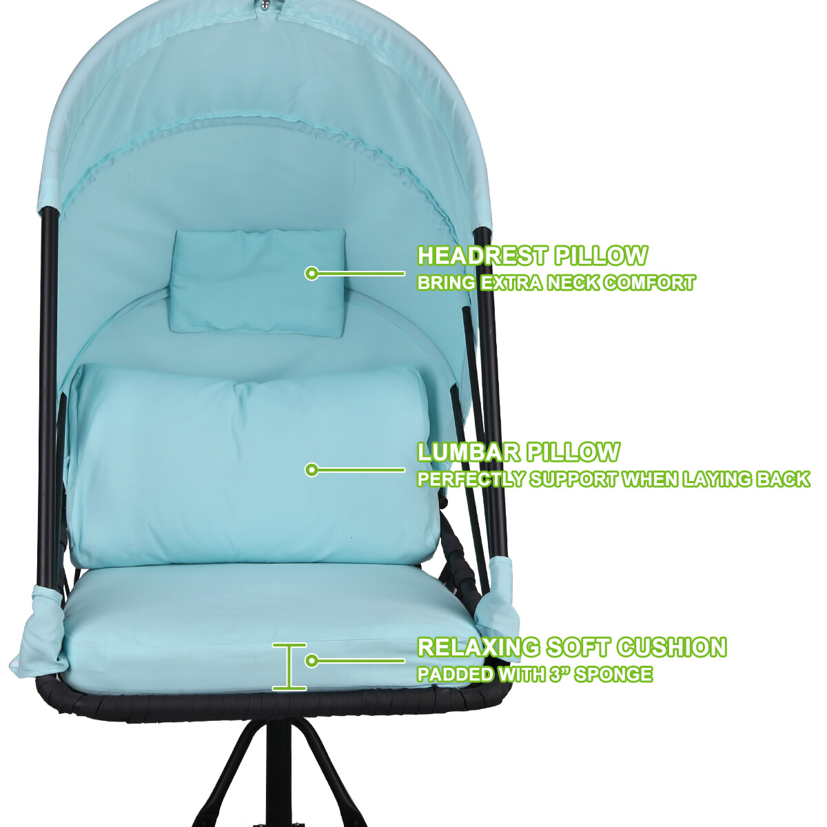 Foldable Hanging Egg Chair Outdoor Patio Hammock Swing Cushion Seat Canopy Stand