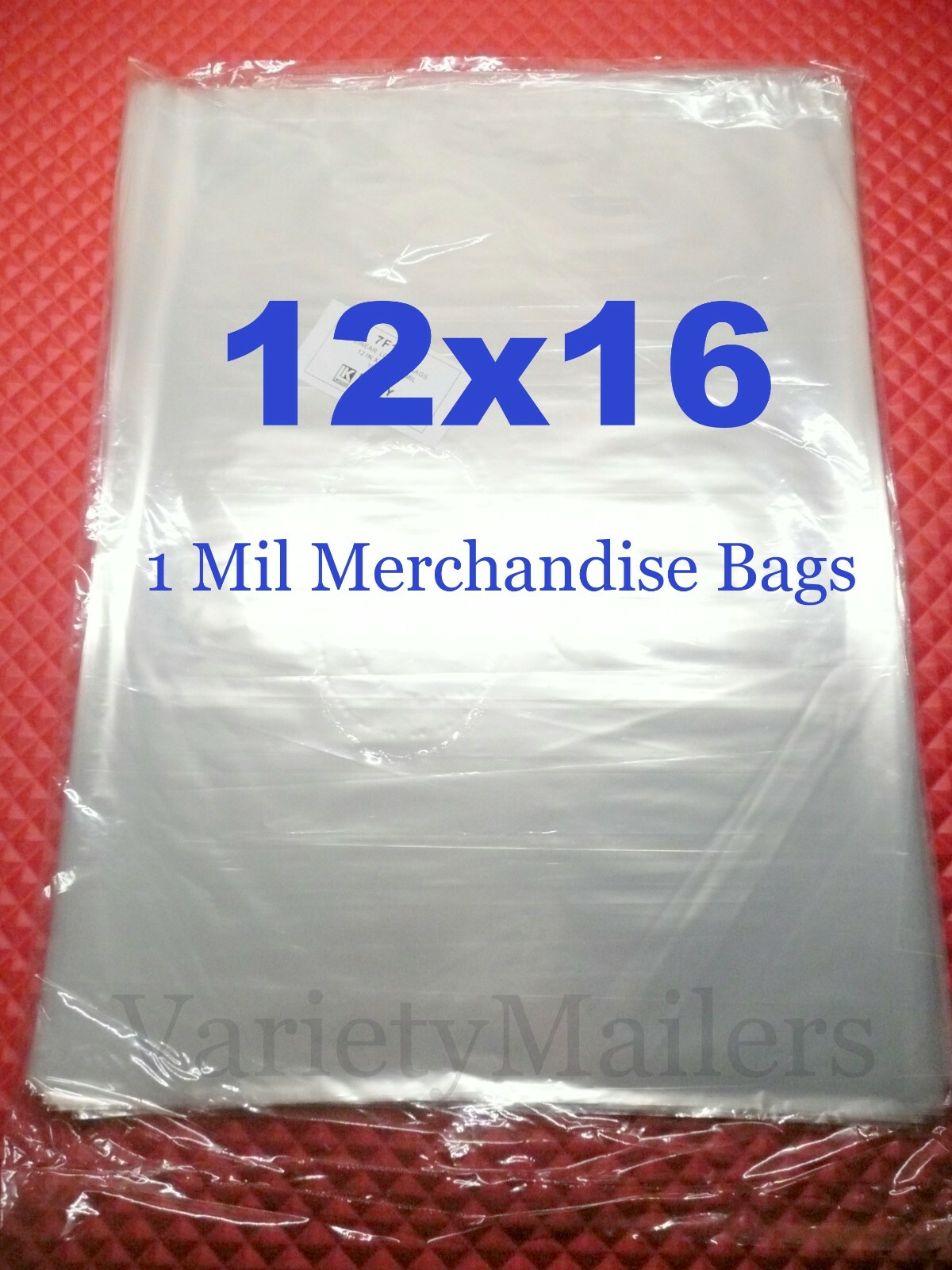 100 Clear Poly Merchandise Bags 12''x 16'' Thin 1 Mil Plastic Apparel Bags 12x16