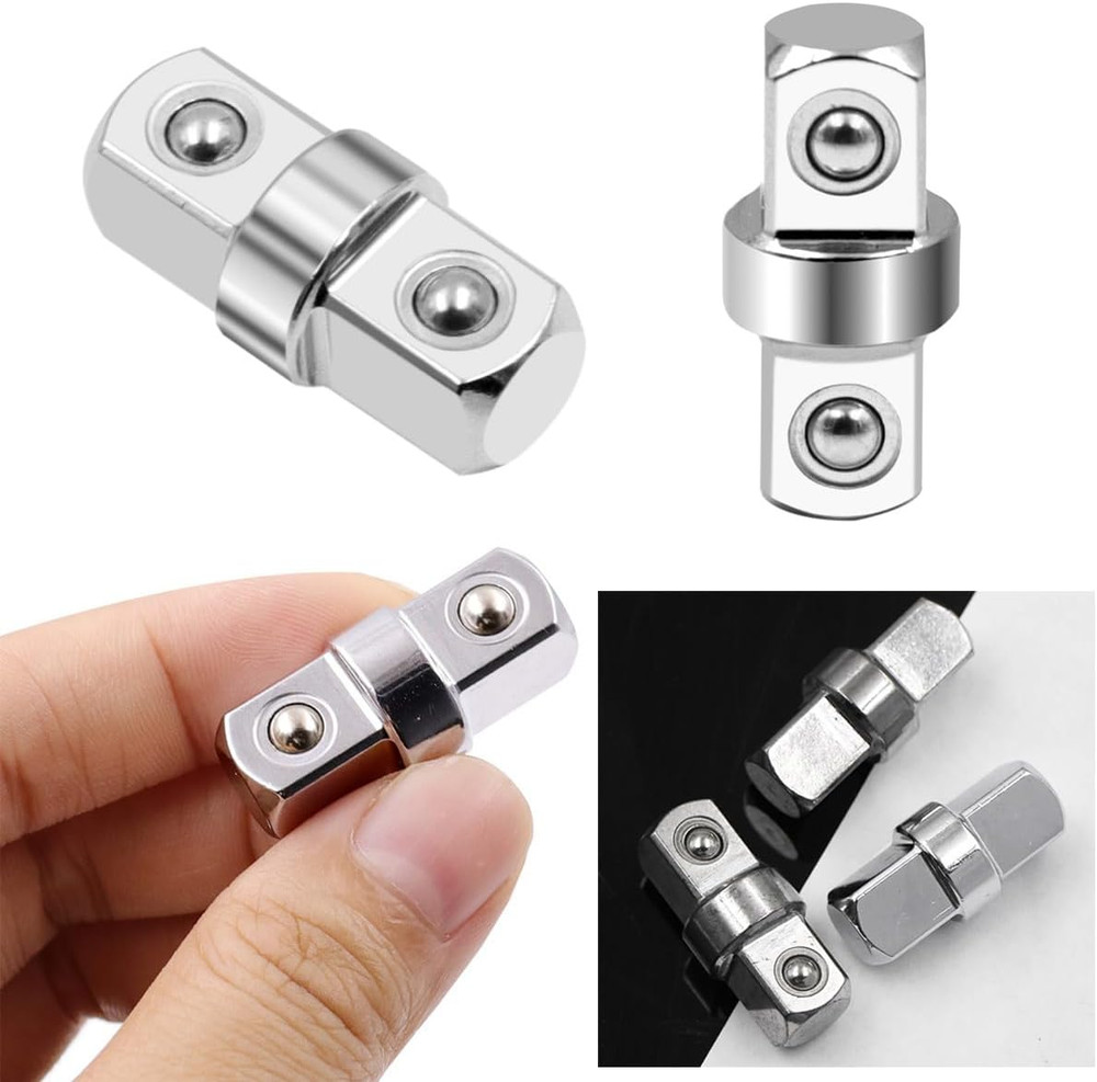 3 Pack Impact Socket Adapter Set Joint Chrome 3/8 Coupler + 3/8 to 1/4 +