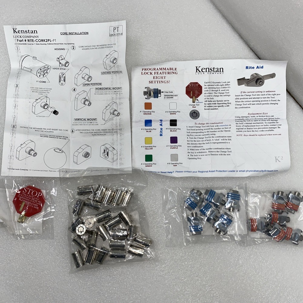 🔐 Kenstan K2 Ratchet Tubular Keymatic Lock Set Bundle Keys + Core + CHANGE KEY