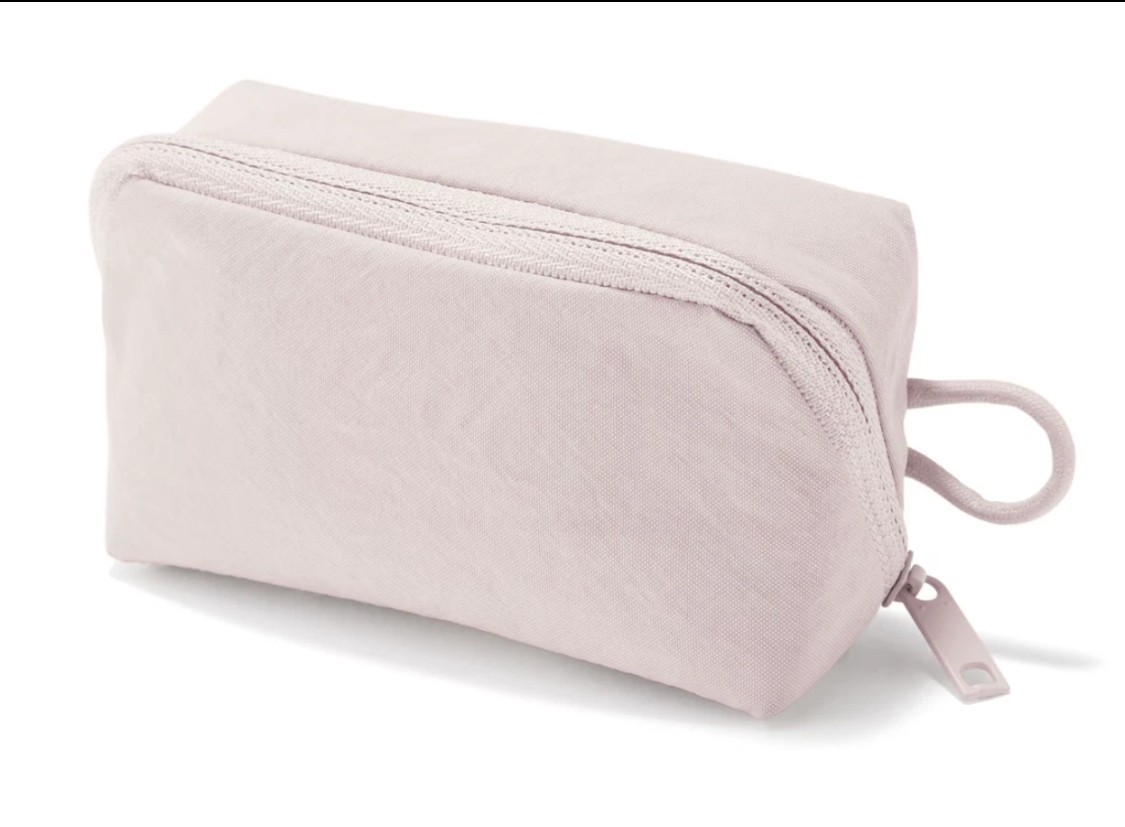 New Muji Wrinkle nylon wide opening mini pouch 11 x 6 x 3.5 cm Japan