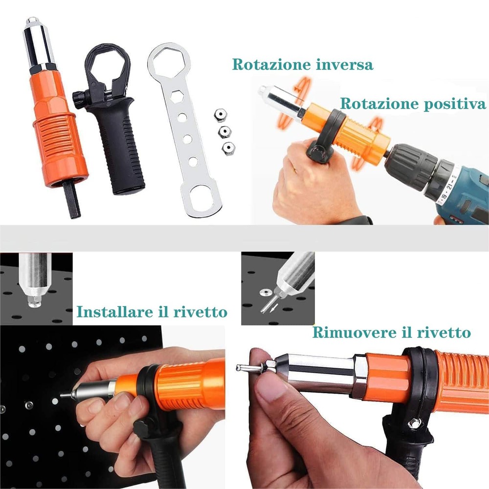 Adapter Set for Electric Rivet Drill - Power Tool for Rivnut Nuts...