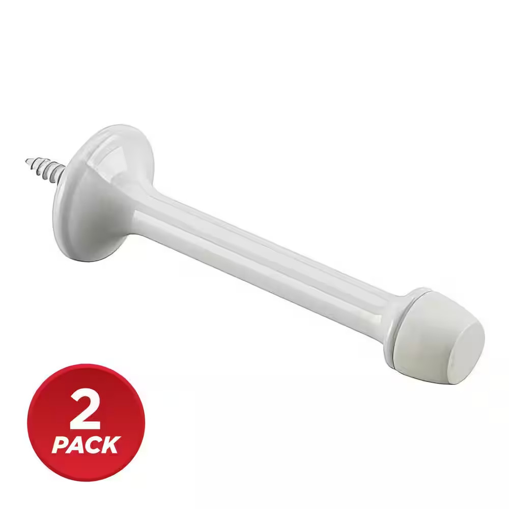 (2-Pack) 3 In. (76 Mm) White Rigid Door Stop