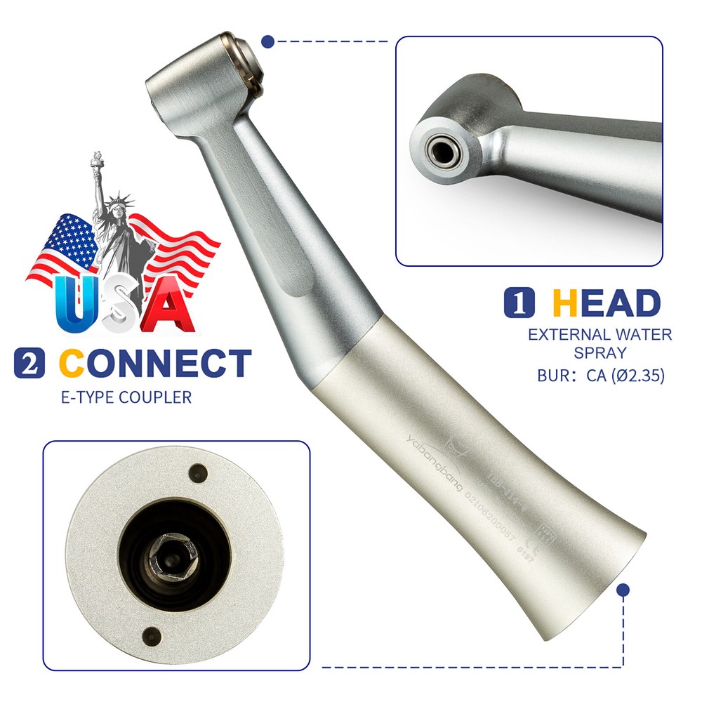 YABANG Dental Low Speed Push Button Type Contra Angle Handpiece 1:1 E-type FX23
