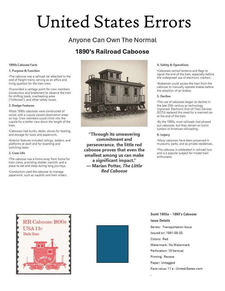 Centsational Custom Presentation Panel For Error SN 1905a - 8.5” X 11”