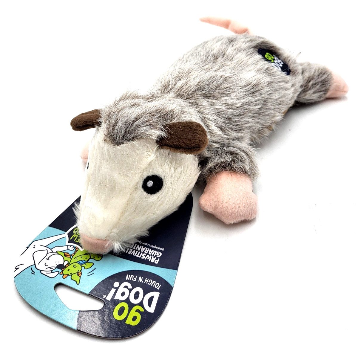 GoDog Flatz Flattie Opossum Large Squeaky Toss & Shake Dog Toy 12"