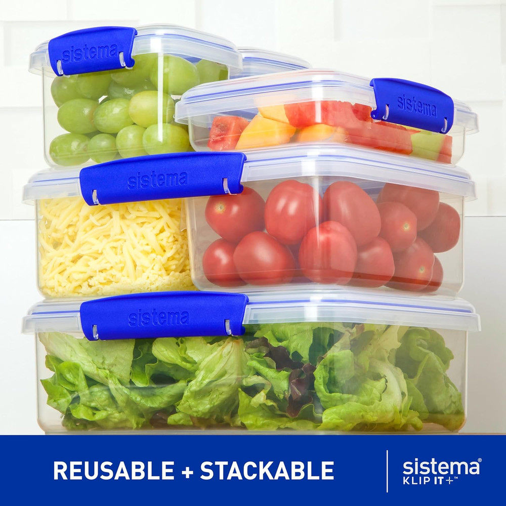 KLIP IT Storage Container, 5 L, Airtight & Stackable, Bpa-Free, Clear with Blue
