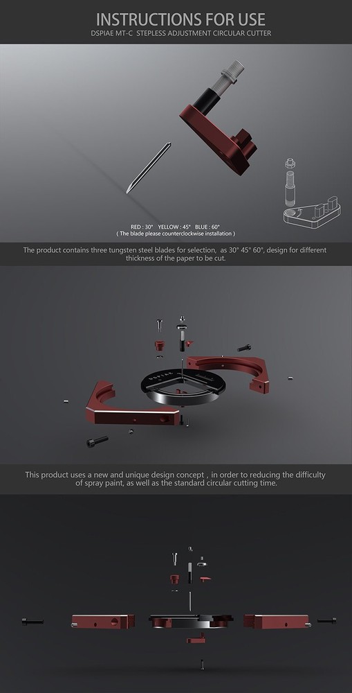 DSPIAE MT-C Stepless Adjustment Circular Cutter - Craft Tools