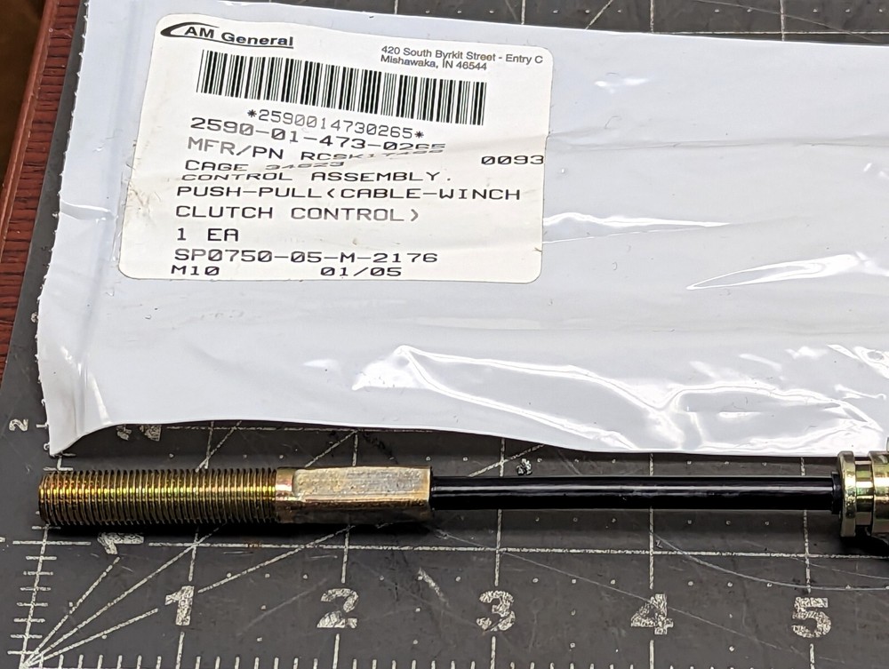 Bulkhead Push-Pull Cable 24” 4” Travel 3/8-24 Rod Ends ¼” Sealed Cable [B7FL]
