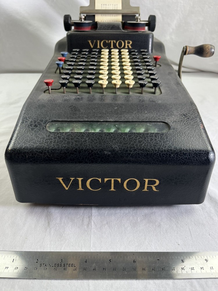 Antique Victor Adding Machine With Subtraction And Repeat Works Great Ink Works