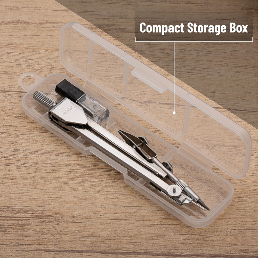 Mr. Pen- Compass for Geometry, Silver with Extra Leads, Metal Compass...
